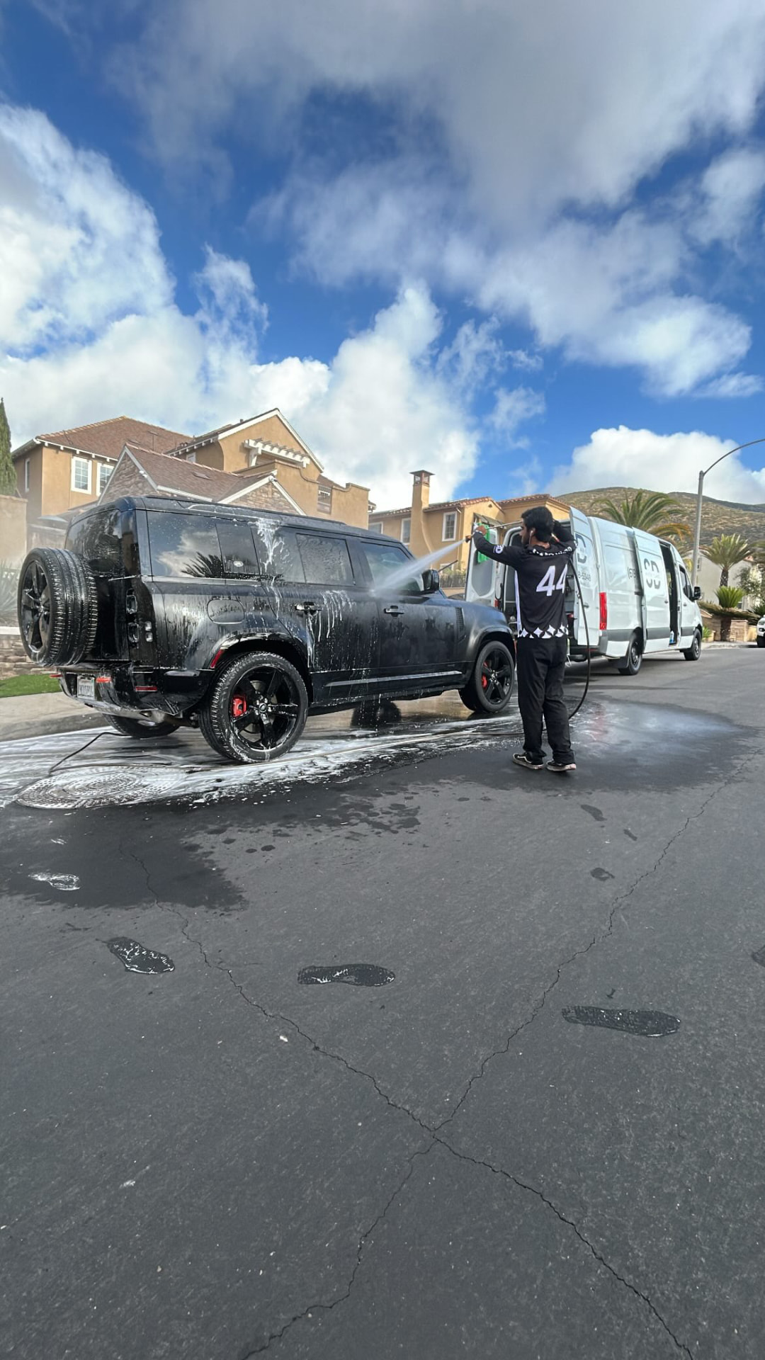 Land Rover Defender foam wash