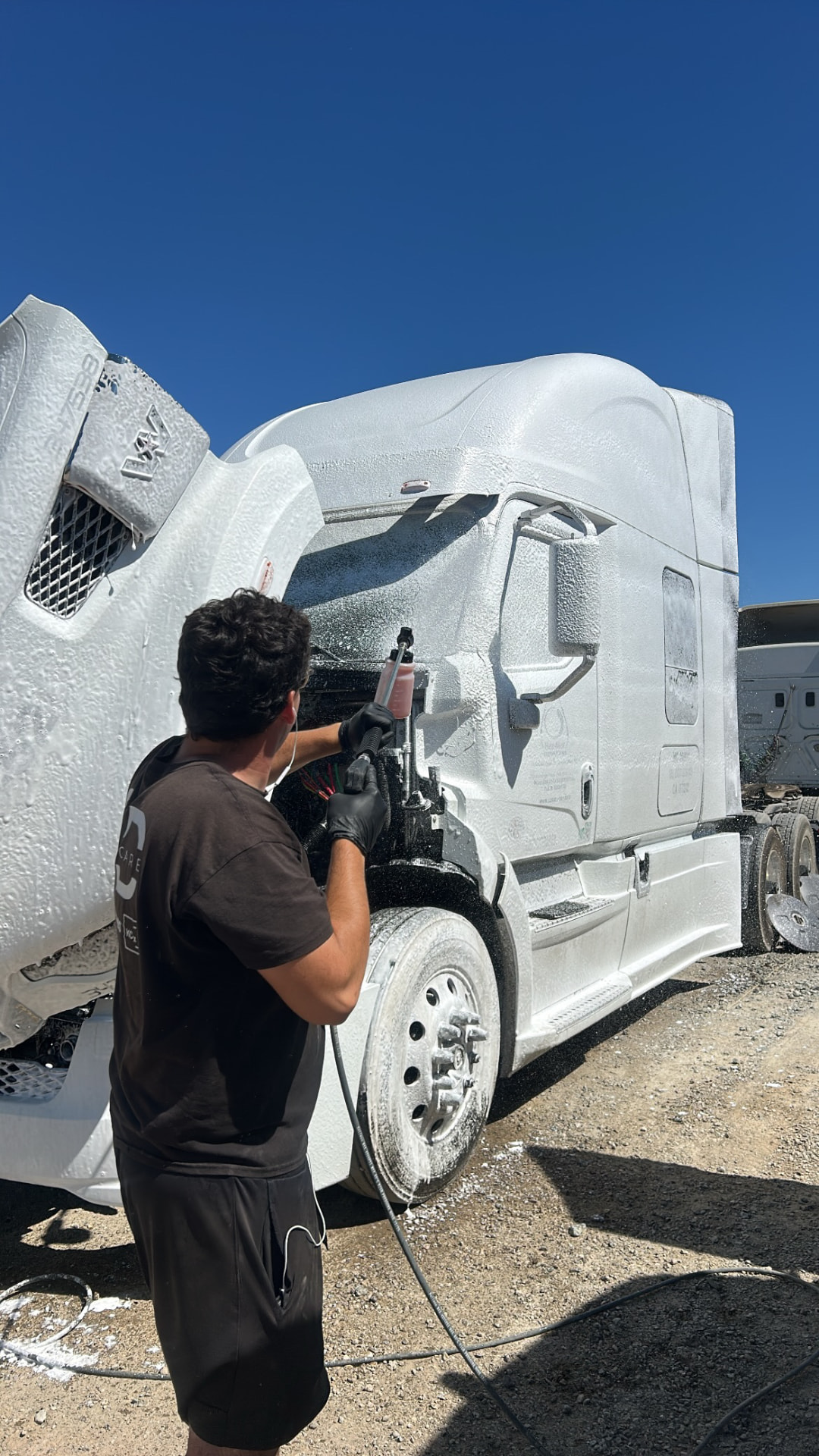 Freightliner foam wash on the lot