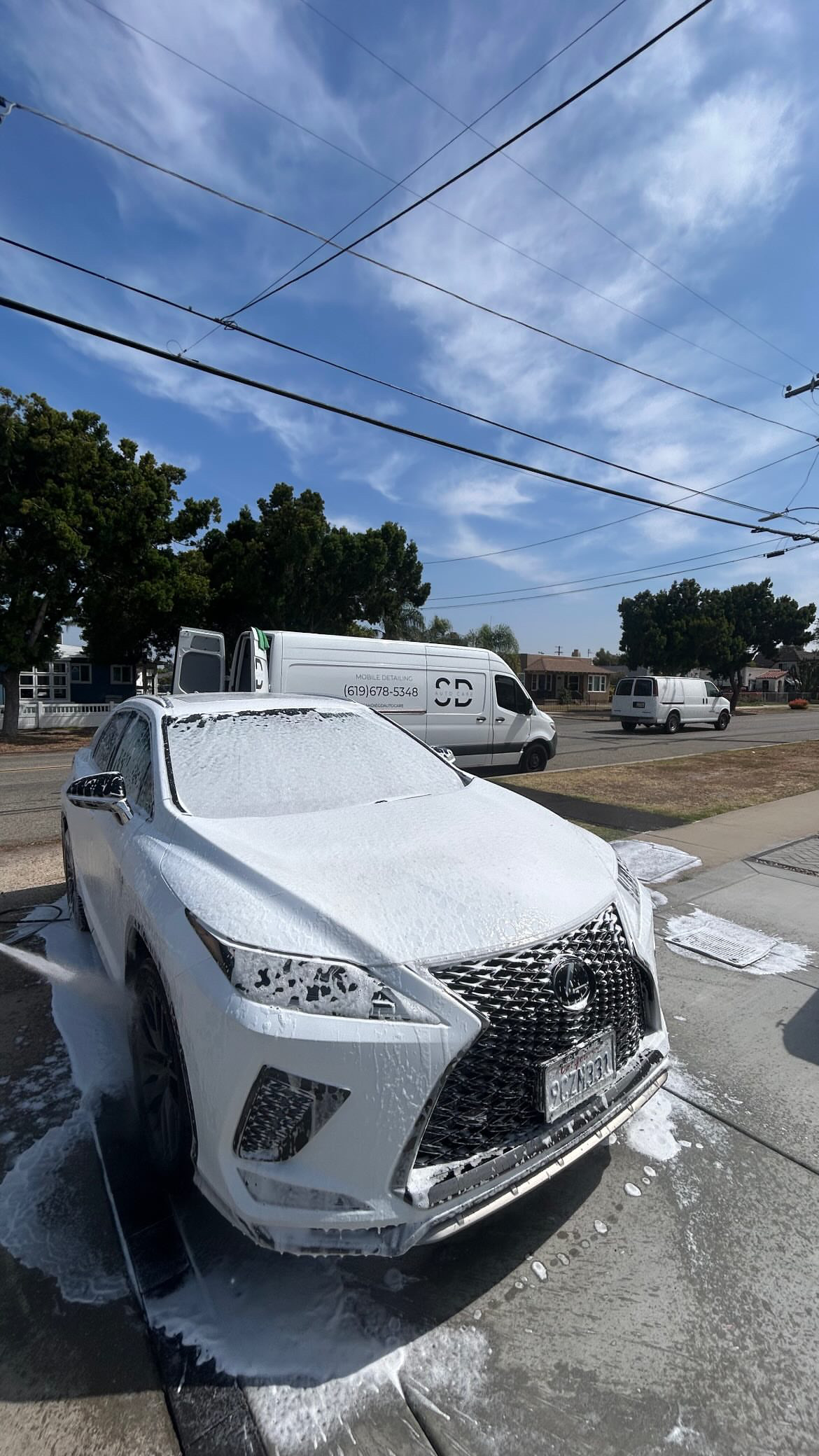 White Lexus RX foam wash